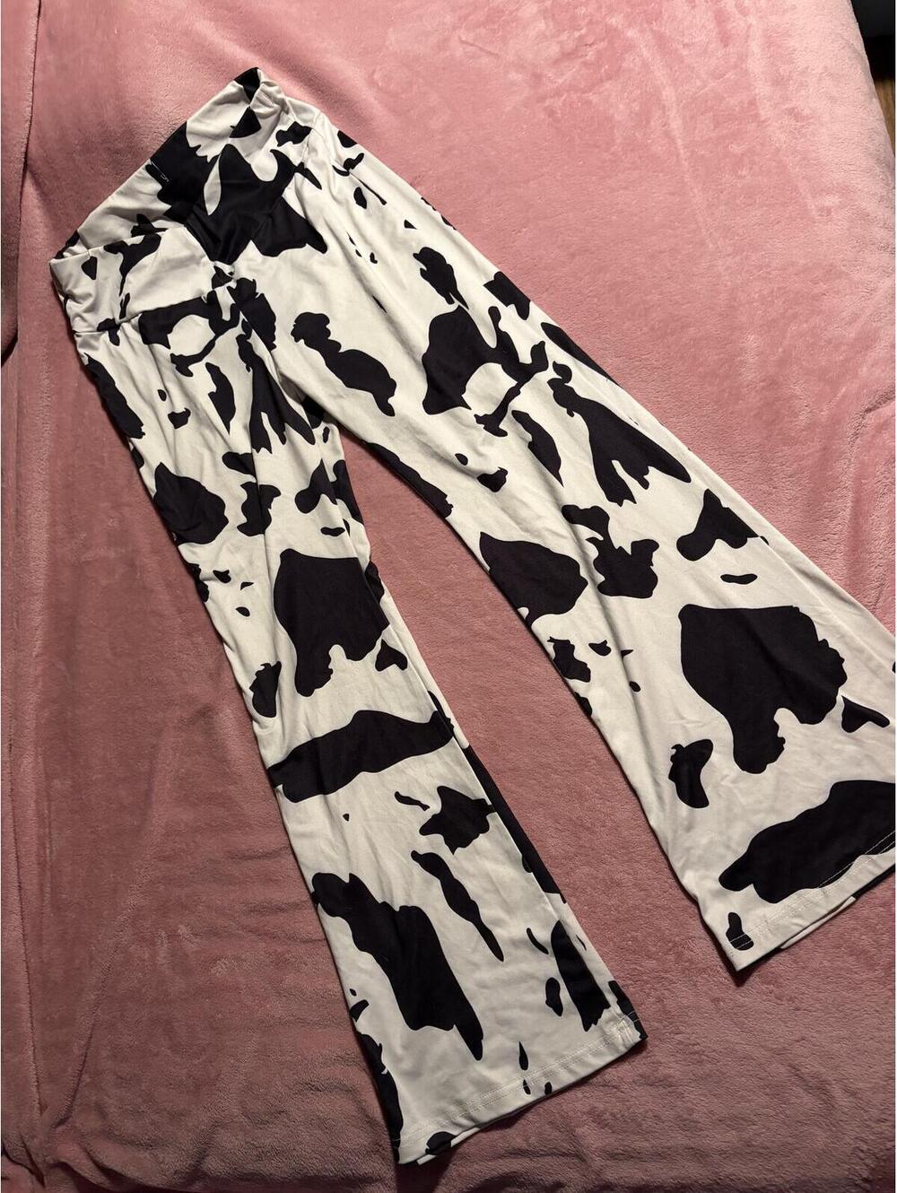 Cow Print Wide Leg Pants Medium